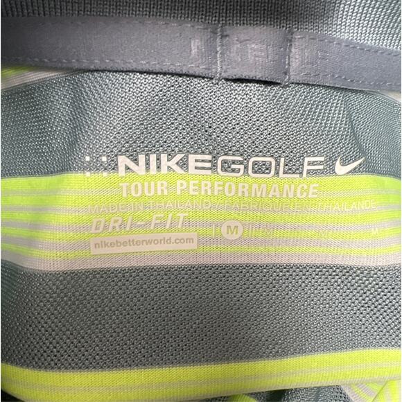 NIKE GOLF Tour Performance Dri-Fit Polo Shirt Logo Striped Green Mens Size M - Picture 9 of 11